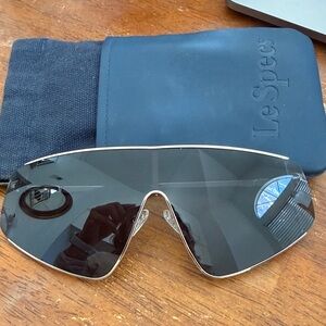 Le Specs Black and Gold Shield Sunglasses